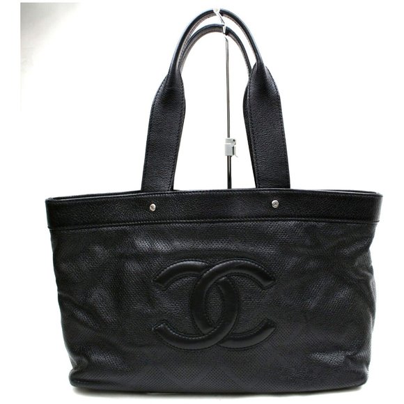 Auth Chanel Tote Bag Coco Mark Black #3954C69B - Picture 1 of 8